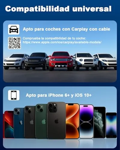 Elinsong ▫️ Adaptador CarPlay sem fios, conversão de cabo para sem fios com USB/Tipo C, Plug & Play, CarPlay sem fios para automóveis Apple compatíveis com iPhone 6+, iOS 10+, para automóveis a partir de 2017 (para iOS) 5