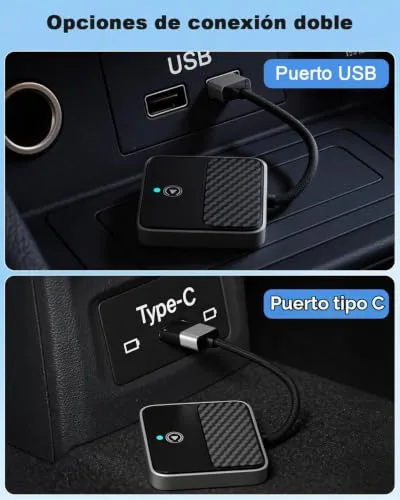 Elinsong ▫️ Adaptador CarPlay sem fios, conversão de cabo para sem fios com USB/Tipo C, Plug & Play, CarPlay sem fios para automóveis Apple compatíveis com iPhone 6+, iOS 10+, para automóveis a partir de 2017 (para iOS) 6