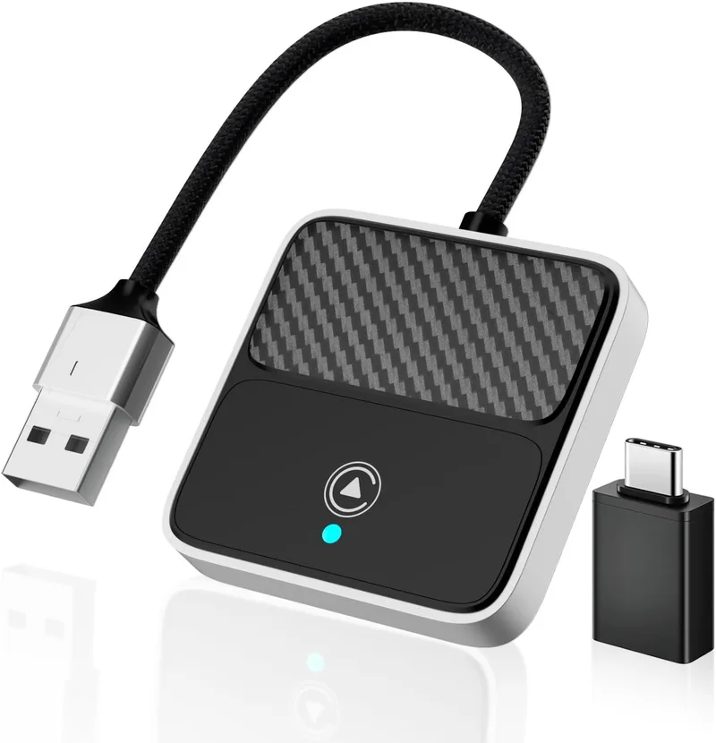 Elinsong ▫️ Adaptador CarPlay sem fios, conversão de cabo para sem fios com USB/Tipo C, Plug & Play, CarPlay sem fios para automóveis Apple compatíveis com iPhone 6+, iOS 10+, para automóveis a partir de 2017 (para iOS)