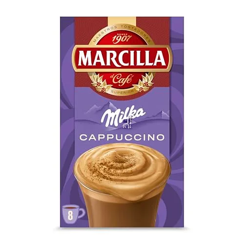 Marcilla ▫️ Café Solúvel Mix Cappuccino Sabor Milka | 8 saquetas | 126 g 3