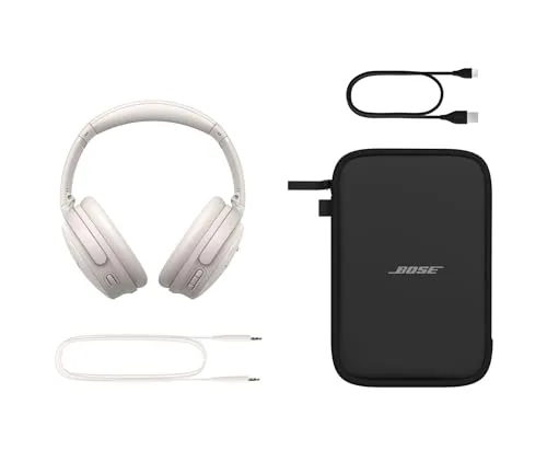 Bose ▫️ Auscultadores QuietComfort SC, auscultadores sem fios com cancelamento de ruído, auscultadores com arnês, Bluetooth, microfone e cabo, com até 24 horas de autonomia, com estojo macio, branco 6