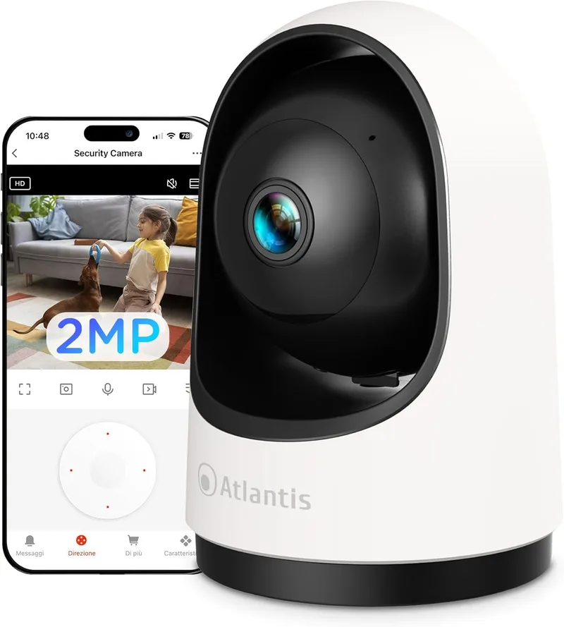 Atlantis ▫️ A14-SC915 Câmara IP Motorizada Sem Fios Sensor 350° 2MP, Deteção de Movimento, Áudio de 2 vias, Visão Nocturna, Ranhura MicroSD, Aplicação Tuya, Notificações Push