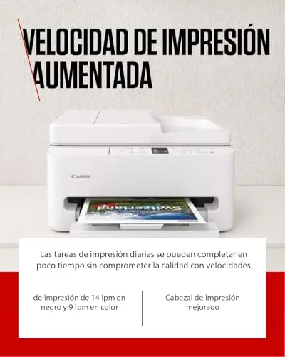 Canon ▫️ PIXMA TS7550I - Impressora multifunções com conectividade Wi-Fi, alimentador automático de documentos (ADF) para 35 folhas e ecrã OLED de 1,42 polegadas. PIXMA Print Plan - Inclui papel fotográfico A4 MP-101, 5 folhas 4