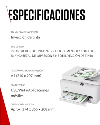 Canon ▫️ PIXMA TS7550I - Impressora multifunções com conectividade Wi-Fi, alimentador automático de documentos (ADF) para 35 folhas e ecrã OLED de 1,42 polegadas. PIXMA Print Plan - Inclui papel fotográfico A4 MP-101, 5 folhas 6