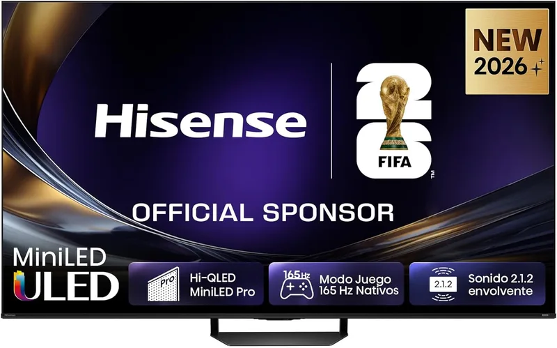 Hisense ▫️ 55U7S Pro - Smart TV MiniLED Pro de 55 polegadas, Hi-QLED MiniLED Pro, Modo Jogo a 165 Hz nativos, Som envolvente 2.1.2, Antirreflexo e sem brilho, IMAX Enhanced, Dolby Vision IQ, HDR 10+