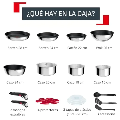 Tefal ▫️ Ingenio Comfort Max - Conjunto de 8 peças + 12 acessórios, aço inoxidável 2