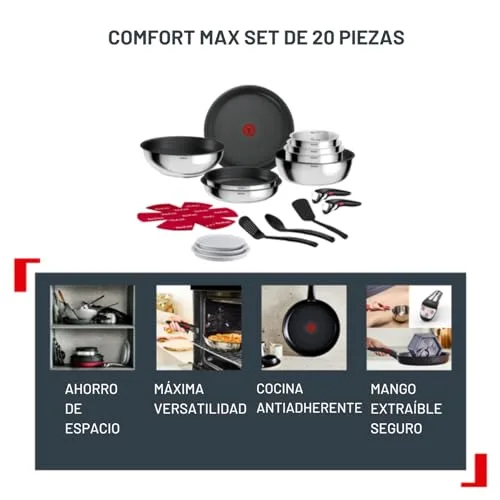 Tefal ▫️ Ingenio Comfort Max - Conjunto de 8 peças + 12 acessórios, aço inoxidável 3