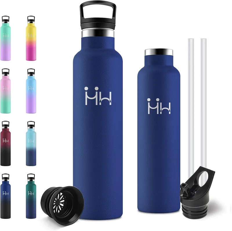 JAPORIA ▫️ Garrafa térmica de 1 L, cantil em aço inoxidável com palhinha, parede dupla a vácuo, sem BPA, à prova de derrames, adequada para refrigerantes, reutilizável para o escritório, acampamento, trabalho e escola