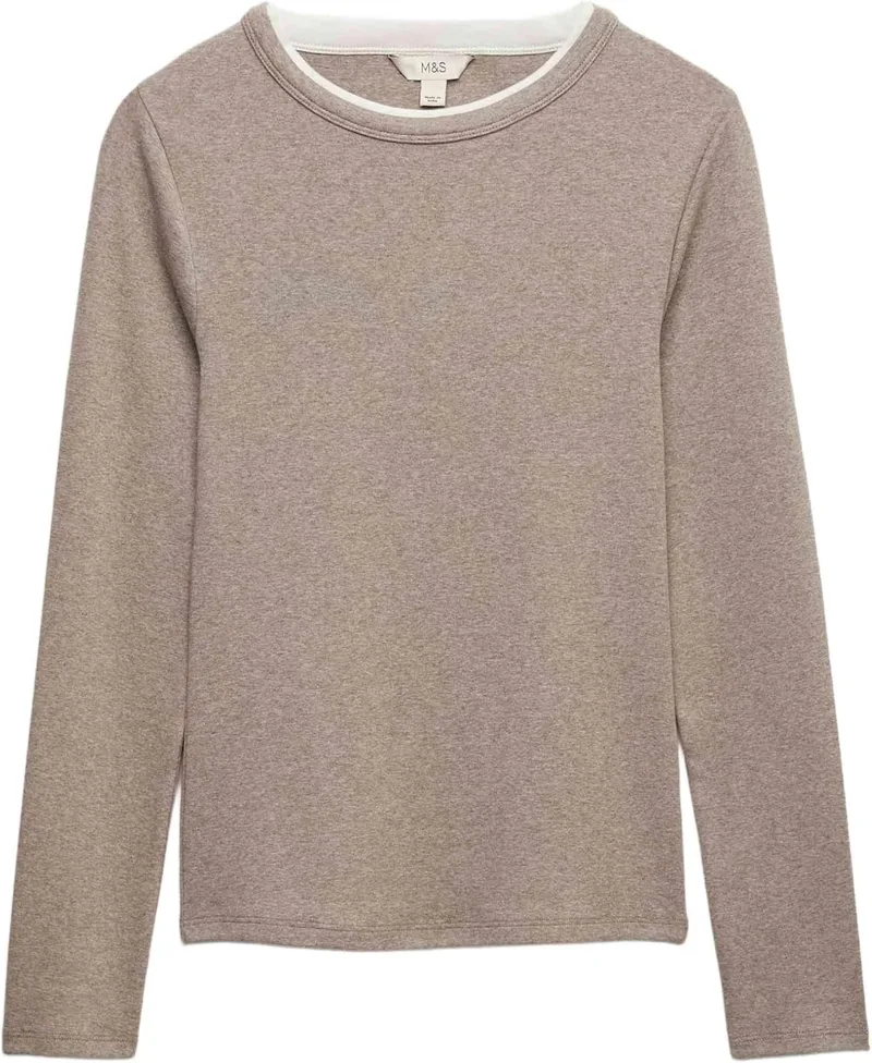 Marks & Spencer ▫️ Top de dupla camada com elevado teor de algodão para mulher, corte justo e elástico