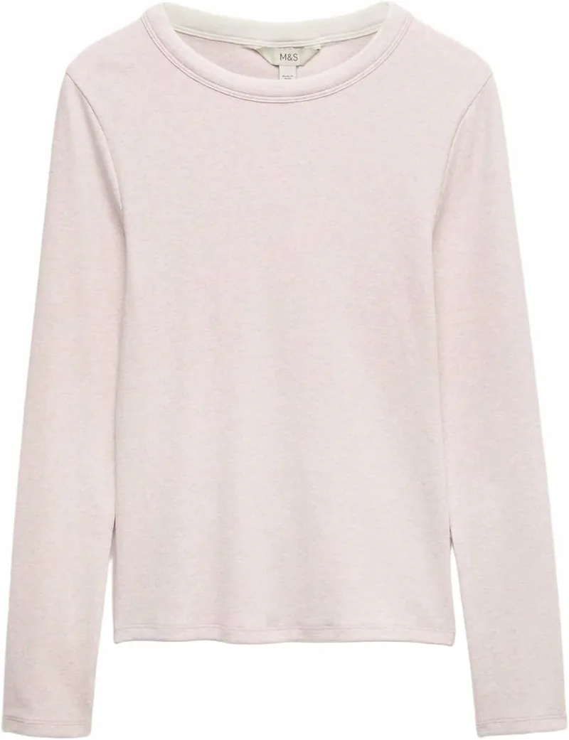 Marks & Spencer ▫️ Top de dupla camada com elevado teor de algodão para mulher, corte justo e elástico