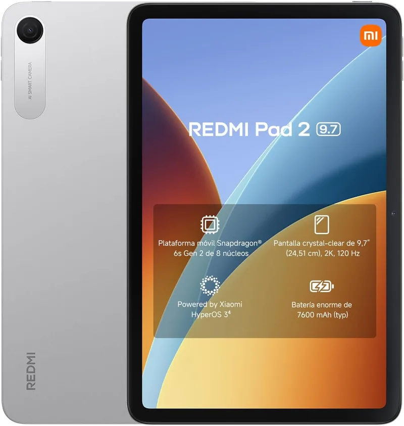 XIAOMI ▫️ REDMI Pad 2 Tablet de 9,7” 4+64 GB Prateado, bateria de 7600 mAh
