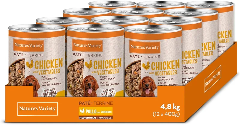 Nature's Variety ▫️ Patê para cães adultos de tamanho médio e grande com frango 12 x 400 g