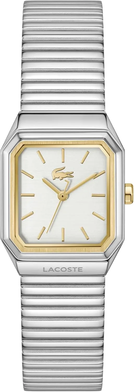 Lacoste ▫️ Relógio com movimento de quartzo e três ponteiros para mulher, da coleção René, com bracelete em aço inoxidável