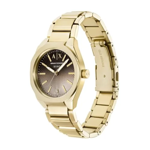 Armani Exchange ▫️ Relógio em aço inoxidável com acabamento dourado, 36 mm, para mulher, AX6031 3