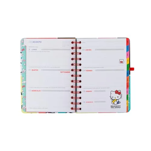 Mr. Wonderful ▫️ Conjunto de Agenda Escolar Hello Kitty 2026-2027 Semanal Pequena + 3 Canetas Apagáveis – Agenda Compacta com Autocolantes 7