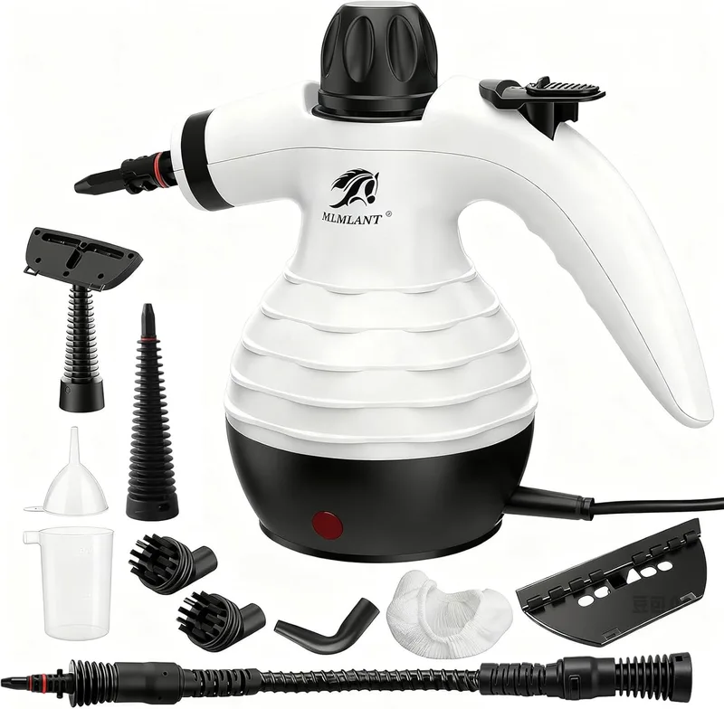 MLMLANT ▫️ Máquina de limpeza a vapor máquina de limpeza a vapor multifunções portátil com fecho de segurança e conjunto de acessórios de 10 peças, adequada para tapetes, sofás, móveis estofados, colchões, etc.