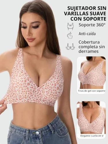 ViShawtek ▫️ Sutiã sem aros para mulher – Sutiãs com decote em V profundo 2