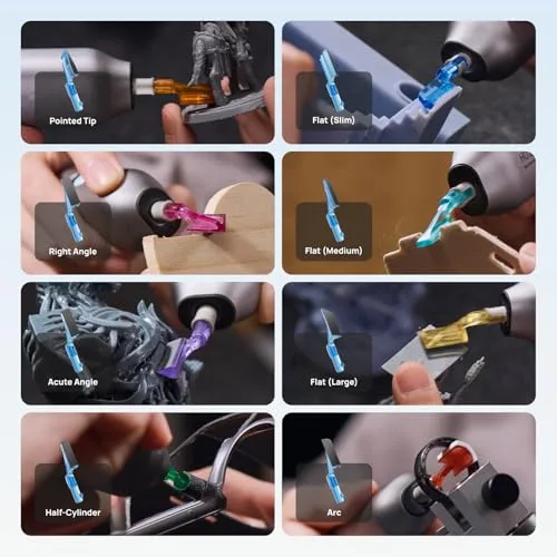 HOZO ▫️ Kit Combo Premium NeoSander – Mini conjunto de lixadeira recíproca para detalhes com 64 cabeças de lixagem codificadas por cor, base de carregamento e conjunto básico de lixa, ideia para presente 5