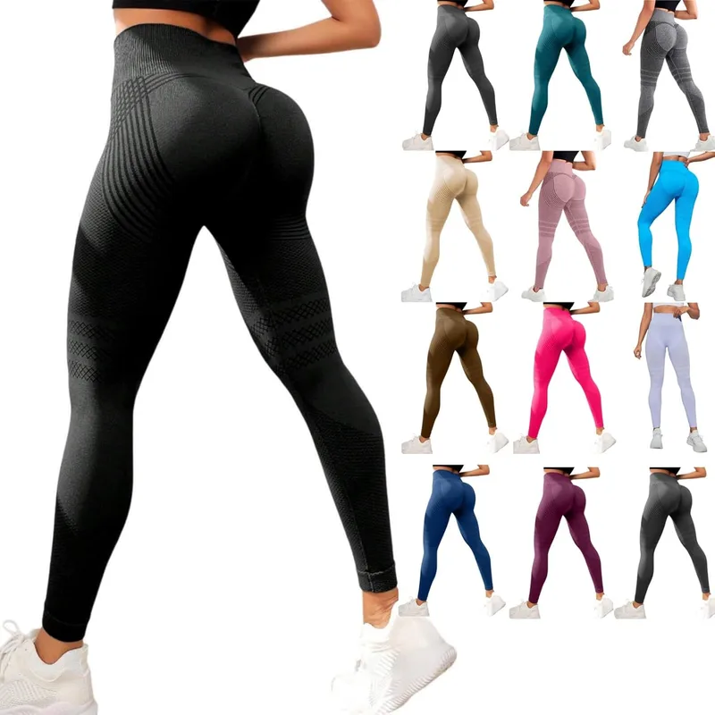 NUSGEAR ▫️ 2026 Leggings desportivas anti-celulite para mulher, leggings desportivas de cintura alta 3D Push Up Leggings para mulher Leggings para ioga Leggings elásticas Slim Fit Solid Colour Breathable Clothing