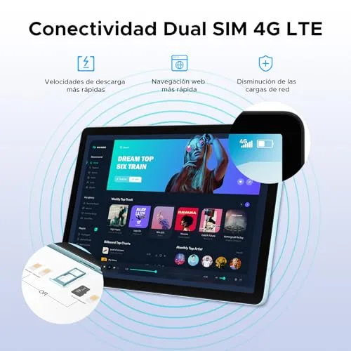POPUX ▫️ Tablet Tab G6 com Android 16, 11 polegadas, 30 GB + 256 GB/2 TB, 4G LTE duplo, processador octa-core e bateria de 8000 mAh, Ecrã HD+ a 90 Hz, com ranhura para cartão SIM, câmara de 13 MP, Gemini AI/Face ID/5G, Wi-Fi, GPS e entrada de áudio de 3,5 mm 4