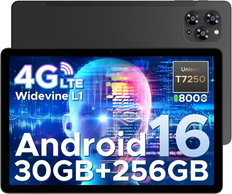 POPUX ▫️ Tablet Tab G6 com Android 16, 11 polegadas, 30 GB + 256 GB/2 TB, 4G LTE duplo, processador octa-core e bateria de 8000 mAh, Ecrã HD+ a 90 Hz, com ranhura para cartão SIM, câmara de 13 MP, Gemini AI/Face ID/5G, Wi-Fi, GPS e entrada de áudio de 3,5 mm