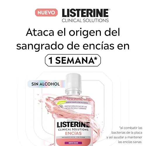 Listerine ▫️ Clinical Solutions Gengivas Sabor Suave (1x500 ml), elixir bucal com flúor que protege as gengivas, elixir bucal sem álcool com sabor a menta suave, elixir bucal para gengivas com mais 60% de zinco 2