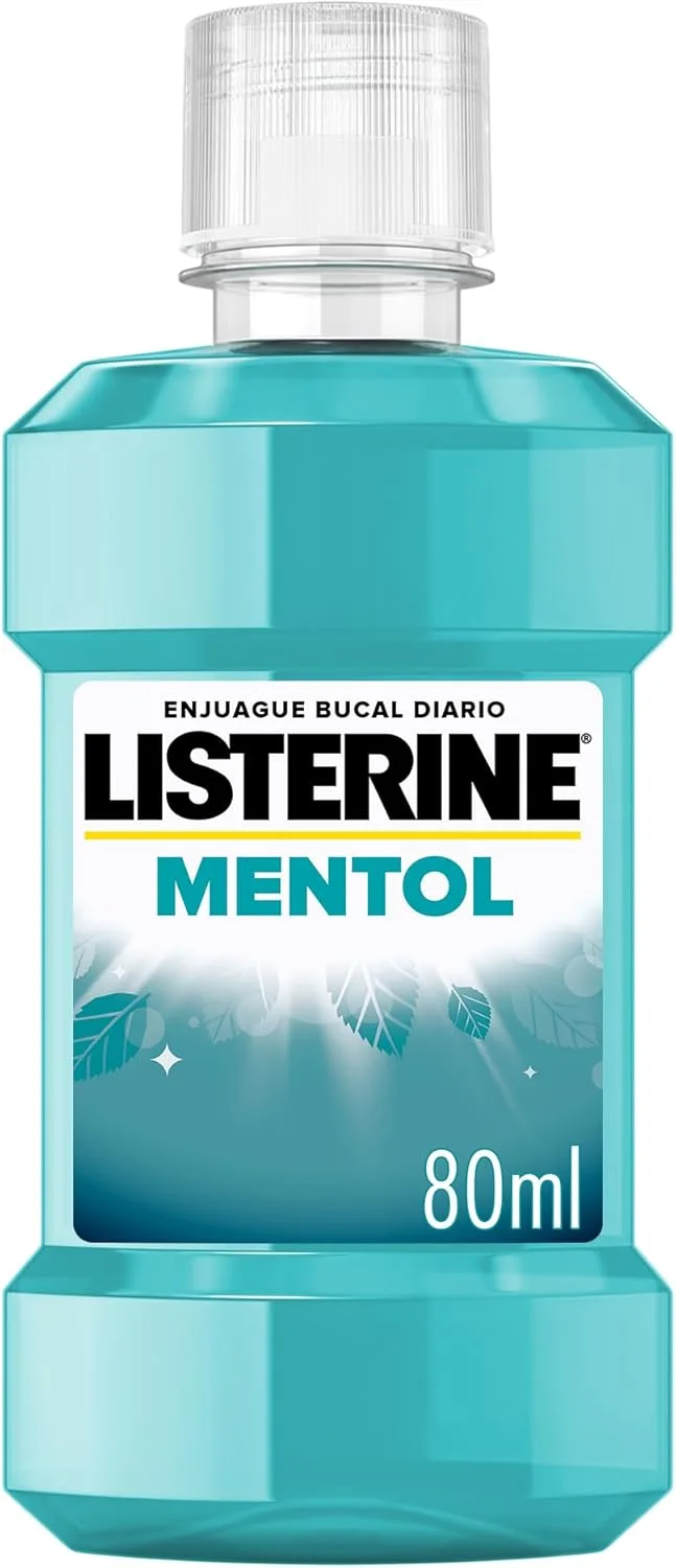 Listerine ▫️ Mentol 80 ml, elixir bucal com flúor, elixir bucal com 24 horas de proteção, elixir bucal com mentol para um hálito fresco duradouro