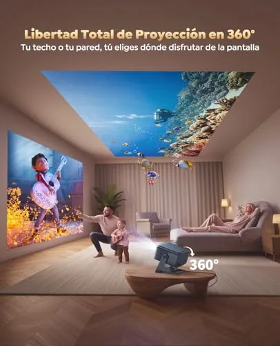PUTRIMS ▫️ Projetor 4K 【Google TV/Altifalante de 30 W/Rotativo a 360°】 Projetor portátil de 1200 ANSI com aplicação oficial, assistente de voz, focagem automática/correção de distorção, HDR10, 1080p FHD, Wi-Fi e Bluetooth – Projetor inteligente para cinema em casa/ao ar livre 3