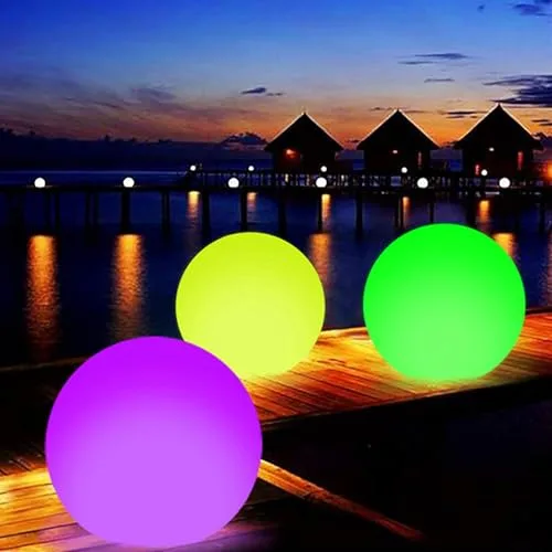 HUIKUANGEU ▫️ Luzes flutuantes, 2 unidades de bolas gigantes insufláveis com LED, luzes LED para piscina, bolas insufláveis de praia, para festas na piscina e na praia, jogos aquáticos 4