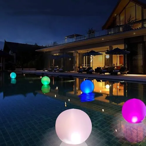 HUIKUANGEU ▫️ Luzes flutuantes, 2 unidades de bolas gigantes insufláveis com LED, luzes LED para piscina, bolas insufláveis de praia, para festas na piscina e na praia, jogos aquáticos 6