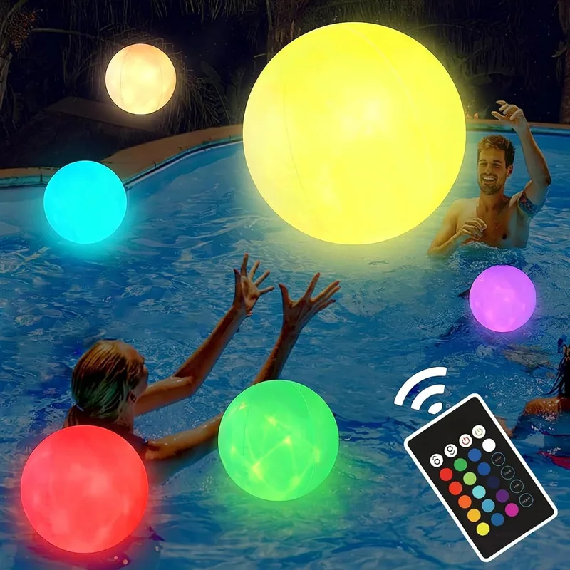 HUIKUANGEU ▫️ Luzes flutuantes, 2 unidades de bolas gigantes insufláveis com LED, luzes LED para piscina, bolas insufláveis de praia, para festas na piscina e na praia, jogos aquáticos