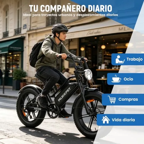 Mukkpet ▫️ Racer Ebike, Bicicleta Elétrica 48 V, 18 Ah, 864 Wh, Autonomia de 120 km, para Adultos, Velocidade Legal de 25 km/h, Todo-o-terreno, Suspensão Dupla, 7 Velocidades, Pneus Fat 20” x 4,0 4