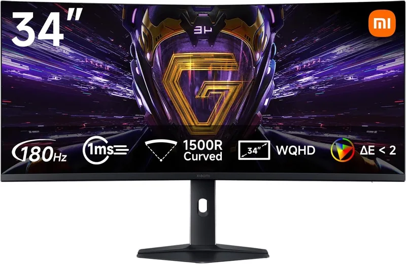 Xiaomi ▫️ Monitor de jogos curvo 2K de 34 polegadas, 180 Hz, 1 ms GTG, 1500R, C34WQDA-RGGL