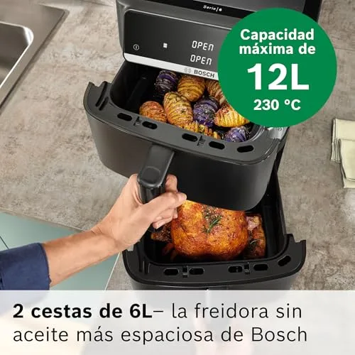 Bosch ▫️ Fritadeira de ar quente com cesto duplo, Série 6, 12 L, MAFD661B0 3