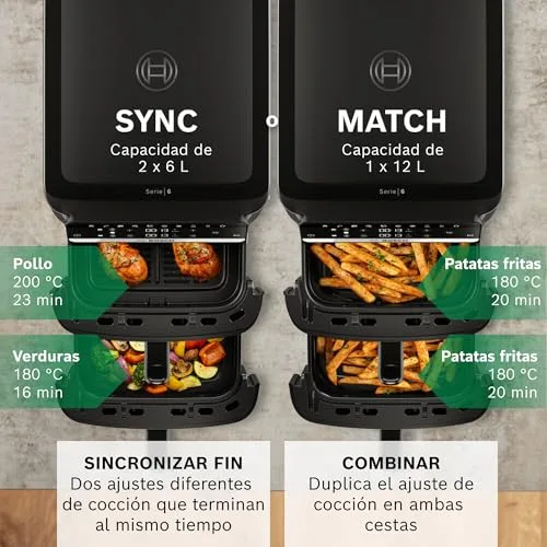 Bosch ▫️ Fritadeira de ar quente com cesto duplo, Série 6, 12 L, MAFD661B0 6