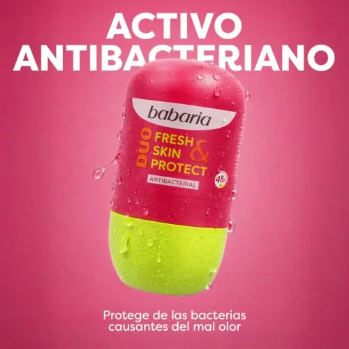 Babaria ▫️ Desodorizante para Mulher e Homem Duo Fresh&SkinProtect | Sem álcool | Protege contra a transpiração durante 48 horas | Antitranspirante | Retarda o crescimento dos pêlos | Vegano | 50 ml 2