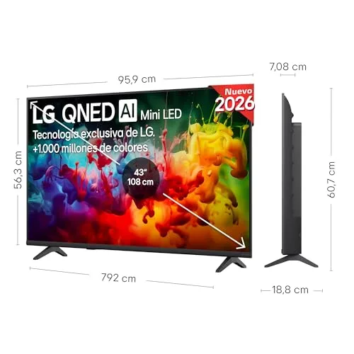 LG ▫️ 43QNED70B6C - Smart TV QNED MiniLED com IA, 43", 4K, sem reflexos a 94%, 2026 2