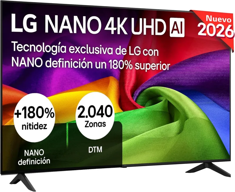 LG 55NU800B6LA - Televisão de 55", Nano 4K UHD AI, Smart TV, WebOS 25 (atualizável), Processador AI Alpha 7 Gen9, 144 Hz, HDR10 e Dolby Digital Plus, Comando Magic, Alexa/Google Assistant, Preto