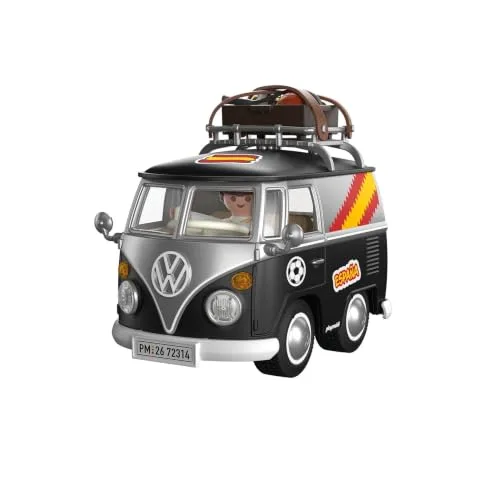 PLAYMOBIL ▫️ Volkswagen | Volkswagen T1 Camper ESP Edition | Icónica autocaravana retro com equipamento desportivo, porta-bagagens de tejadilho e folha de autocolantes | para crianças a partir dos 4 anos | 72314 7
