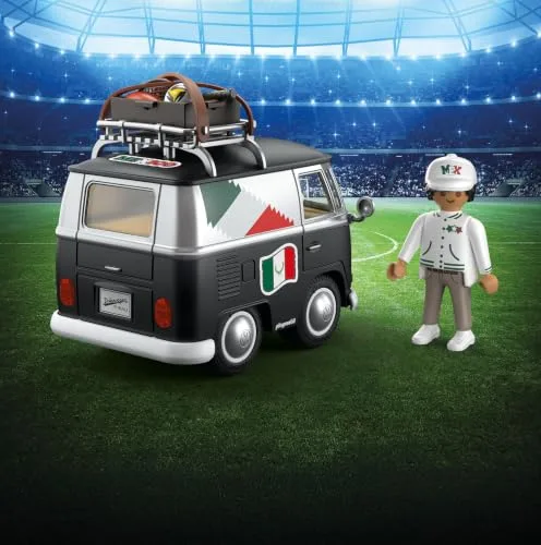 PLAYMOBIL ▫️ Volkswagen | Volkswagen T1 Camper Edição Mex | Camper retro com equipamento desportivo, porta-bagagens e folha de autocolantes | para crianças a partir dos 4 anos | 72315 3
