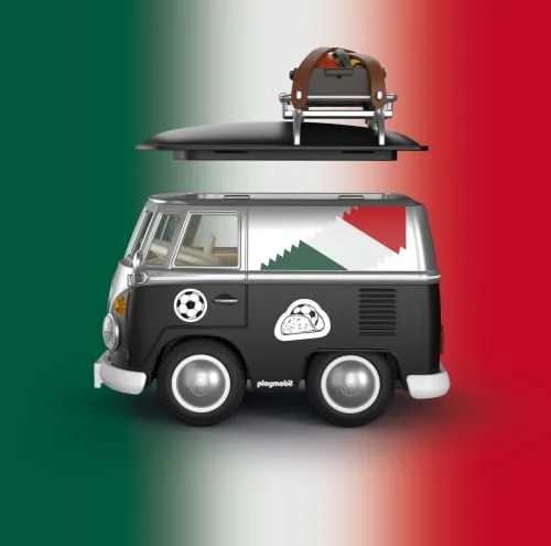 PLAYMOBIL ▫️ Volkswagen | Volkswagen T1 Camper Edição Mex | Camper retro com equipamento desportivo, porta-bagagens e folha de autocolantes | para crianças a partir dos 4 anos | 72315 4