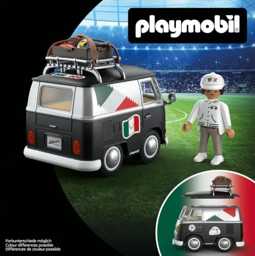 PLAYMOBIL ▫️ Volkswagen | Volkswagen T1 Camper Edição Mex | Camper retro com equipamento desportivo, porta-bagagens e folha de autocolantes | para crianças a partir dos 4 anos | 72315 6