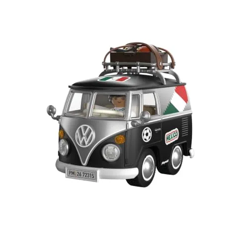 PLAYMOBIL ▫️ Volkswagen | Volkswagen T1 Camper Edição Mex | Camper retro com equipamento desportivo, porta-bagagens e folha de autocolantes | para crianças a partir dos 4 anos | 72315 7