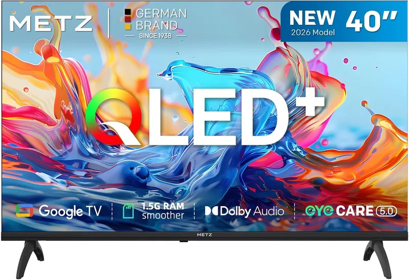 Metz ▫️ TV de 40 polegadas Smart TV, televisor de 40” QLED, HDR10, Dolby Audio, Chromecast integrado, Wi-Fi, Bluetooth 5.1, HDMI 2.1, DVB-T2/S2/C, Ci+, 40MQH7000Y (Modelo 2026)