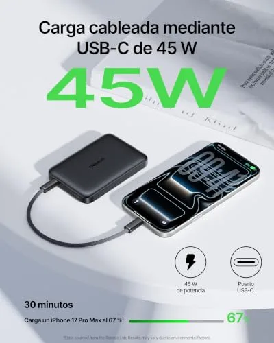 Baseus ▫️ EnerFill FM21 Qi2.2 25W Powerbank Magsafe, Bateria Externa Magnética de 10 000 mAh, Carregamento Rápido PD 45W via USB-C, Powerbank com Carregamento Sem Fios para iPhone 18, 17, 16, 15 Pro MAX 2