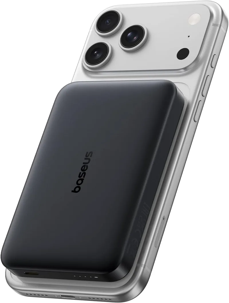Baseus ▫️ EnerFill FM21 Qi2.2 25W Powerbank Magsafe, Bateria Externa Magnética de 10 000 mAh, Carregamento Rápido PD 45W via USB-C, Powerbank com Carregamento Sem Fios para iPhone 18, 17, 16, 15 Pro MAX