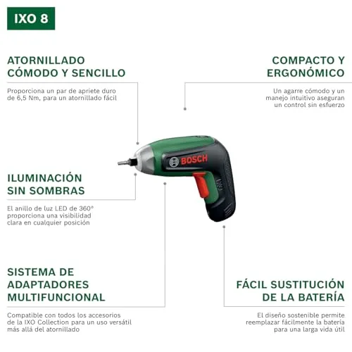 Bosch ▫️ Chave de parafusos a bateria IXO8 (inclui adaptador angular, conjunto de 10 pontas e bateria, em caixa de cartão) 3