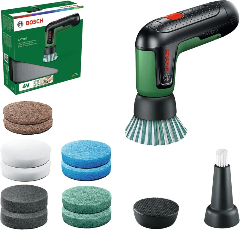 Bosch ▫️ TAYDO (UniversalBrush 4V) Escovas elétricas a bateria (inclui kit de 12 acessórios e bolsa de transporte, em caixa de cartão)