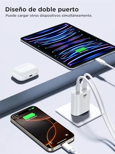 Aioneus ▫️ Conjunto de 2 carregadores USB-C de carregamento rápido de 20 W para iPhone com tomada USB e 2 portas 3