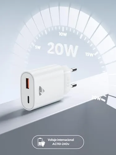 Aioneus ▫️ Conjunto de 2 carregadores USB-C de carregamento rápido de 20 W para iPhone com tomada USB e 2 portas 7